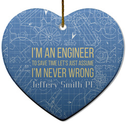 Engineer Quotes Heart Ceramic Ornament w/ Name or Text