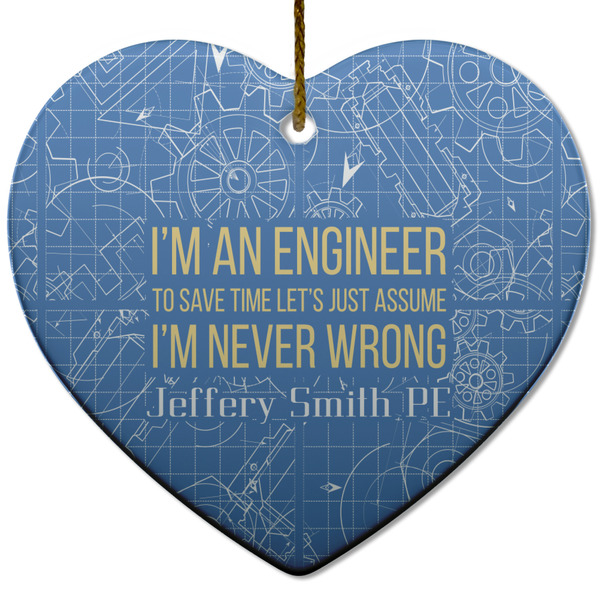 Custom Engineer Quotes Heart Ceramic Ornament w/ Name or Text