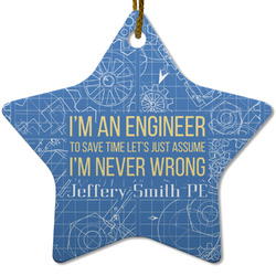 Engineer Quotes Star Ceramic Ornament w/ Name or Text
