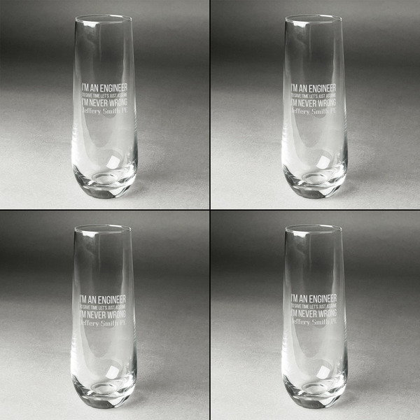 Engineer Quotes Champagne Flute - Set of 4 - Approval