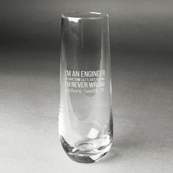 Engineer Quotes Champagne Flute - Stemless Engraved (Personalized)