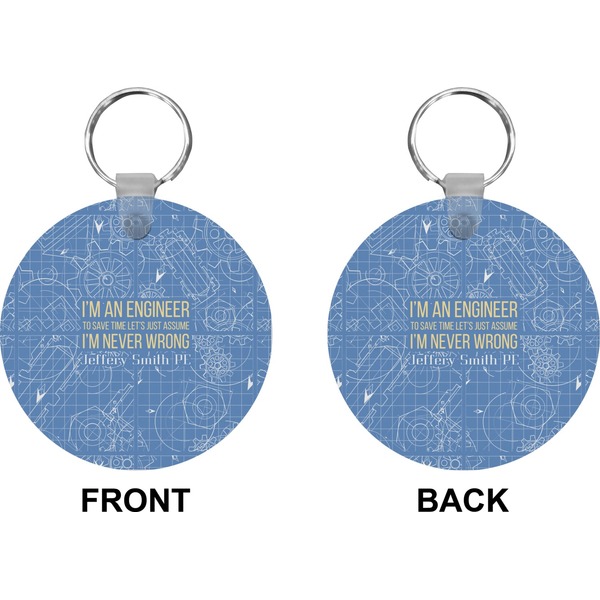 Engineer Quotes Circle Keychain (Front + Back)