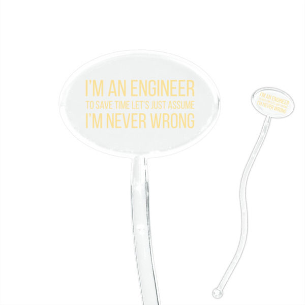 Custom Engineer Quotes 7" Oval Plastic Stir Sticks - Clear