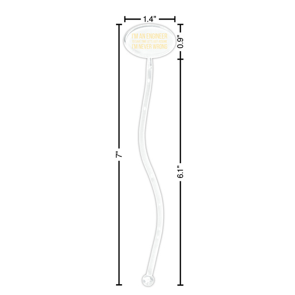 Engineer Quotes Clear Plastic 7" Stir Stick - Oval - Dimensions