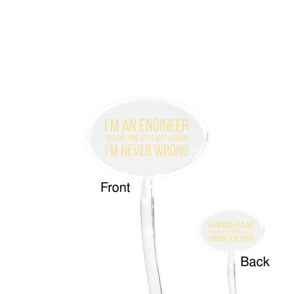 Engineer Quotes Clear Plastic 7" Stir Stick - Oval - Front & Back