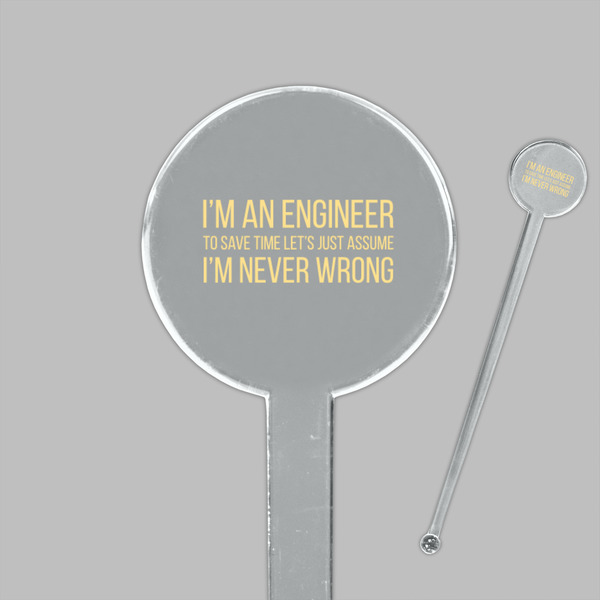 Engineer Quotes Clear Plastic 7" Stir Stick - Round - Closeup