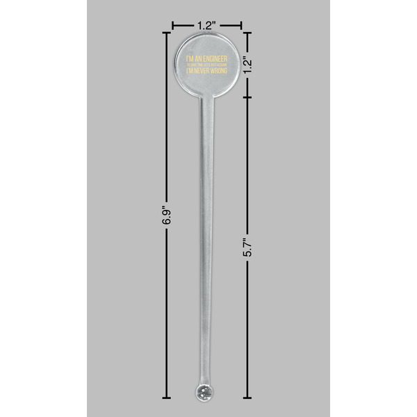 Engineer Quotes Clear Plastic 7" Stir Stick - Round - Dimensions