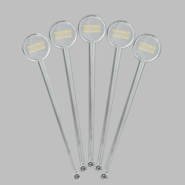 Engineer Quotes Clear Plastic 7" Stir Stick - Round - Fan View