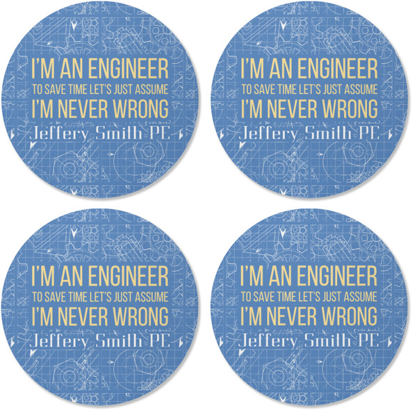 Engineer Quotes Coaster Round Rubber Back - Apvl