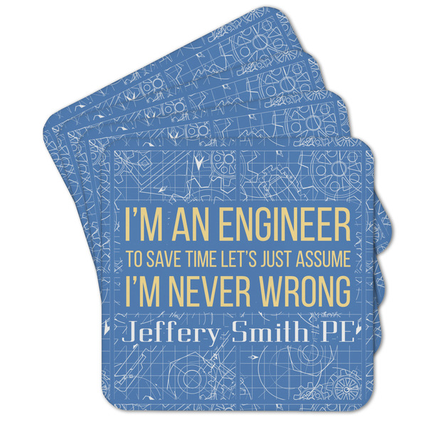 Custom Engineer Quotes Cork Coaster - Set of 4 w/ Name or Text