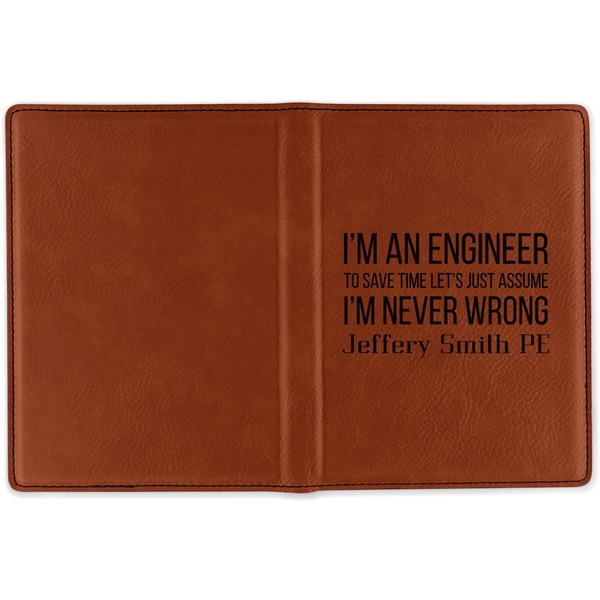 Engineer Quotes Cognac Leather Passport Holder Outside Single Sided - Apvl