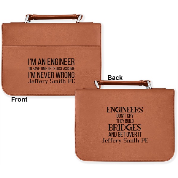 Engineer Quotes Cognac Leatherette Bible Covers - Large Double Sided Apvl