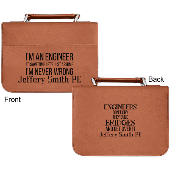 Engineer Quotes Cognac Leatherette Bible Covers - Small Double Sided Apvl