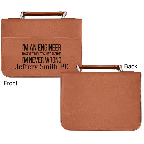 Engineer Quotes Cognac Leatherette Bible Covers - Small Single Sided Apvl