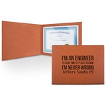 Engineer Quotes Leatherette Certificate Holder - Front (Personalized)