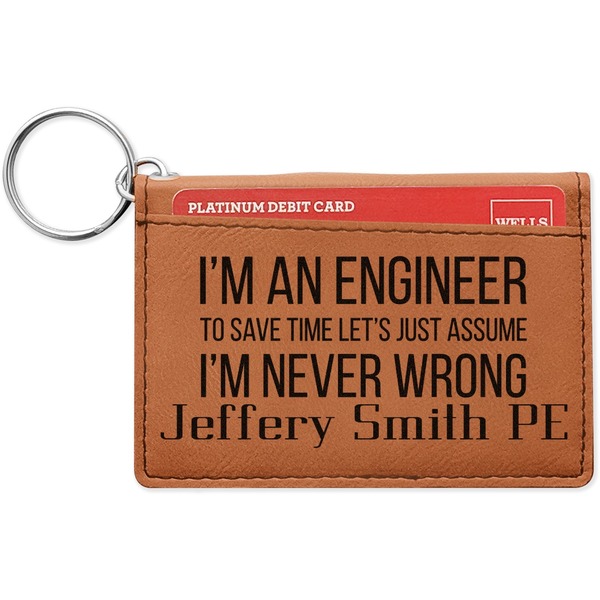 Custom Engineer Quotes Leatherette Keychain ID Holder - Double Sided (Personalized)