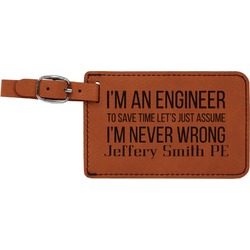 Engineer Quotes Leatherette Luggage Tag (Personalized)