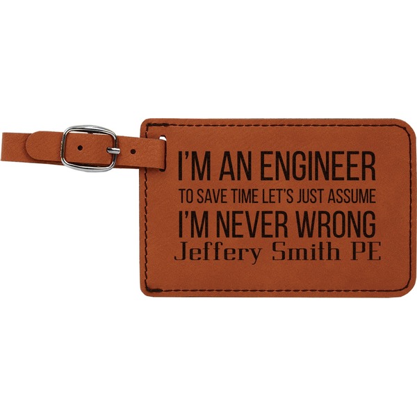 Custom Engineer Quotes Leatherette Luggage Tag (Personalized)