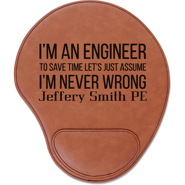 Custom Engineer Quotes Leatherette Mouse Pad with Wrist Support (Personalized)