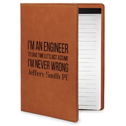 Engineer Quotes Leatherette Portfolio with Notepad - Small - Double Sided (Personalized)