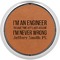 Engineer Quotes Cognac Leatherette Round Coasters w/ Silver Edge - Single