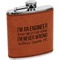 Engineer Quotes Cognac Leatherette Wrapped Stainless Steel Flask