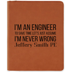 Engineer Quotes Leatherette Zipper Portfolio with Notepad - Single Sided (Personalized)