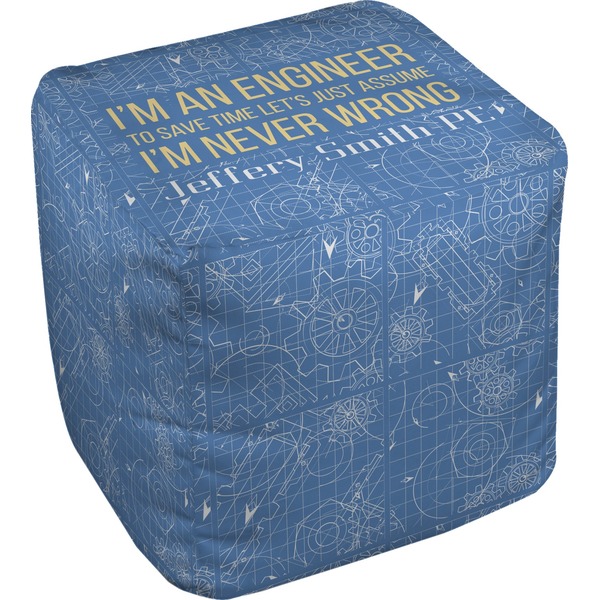 Custom Engineer Quotes Cube Pouf Ottoman - 18" (Personalized)