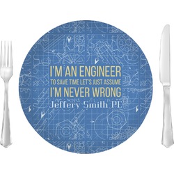 Engineer Quotes 10" Glass Lunch / Dinner Plates - Single or Set (Personalized)