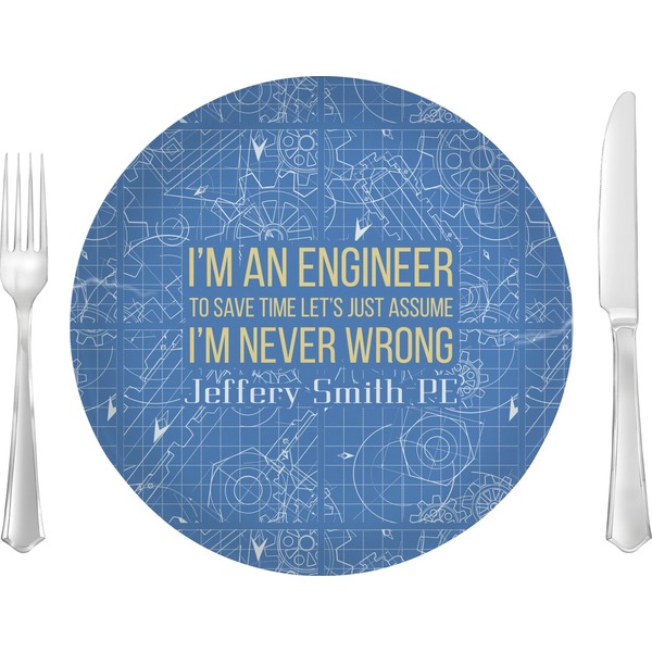 Custom Engineer Quotes Glass Lunch / Dinner Plate 10" (Personalized)