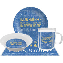 Engineer Quotes Dinner Set - Single 4 Pc Setting w/ Name or Text