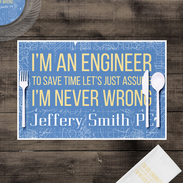Engineer Quotes Disposable Paper Placemat - In Context