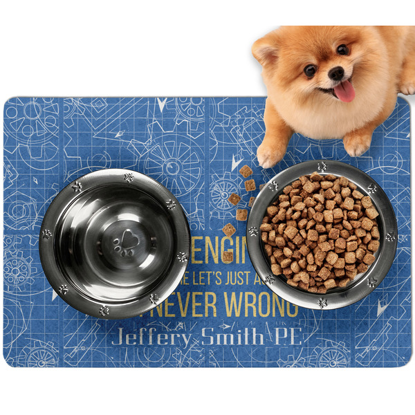 Custom Engineer Quotes Dog Food Mat - Small w/ Name or Text