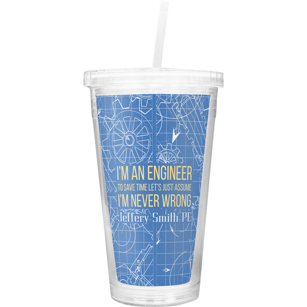 Custom Engineer Quotes Double Wall Tumbler with Straw (Personalized)