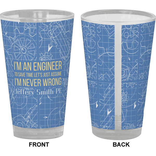 Engineer Quotes Pint Glass - Full Color - Front & Back Views