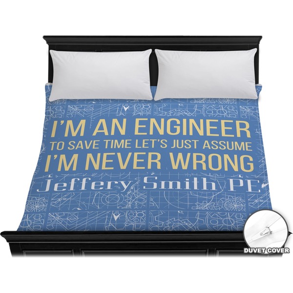 Custom Engineer Quotes Duvet Cover - King (Personalized)