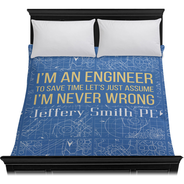Engineer Quotes Duvet Cover - Queen - On Bed - No Prop