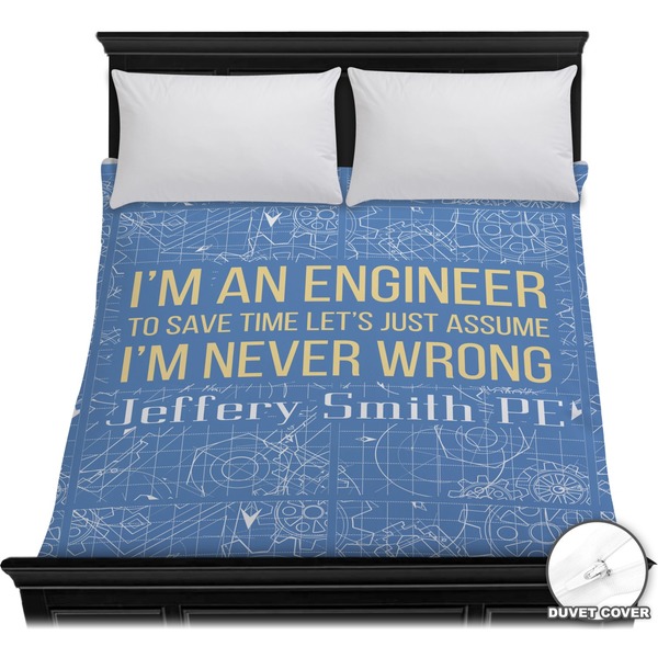 Custom Engineer Quotes Duvet Cover - Full / Queen (Personalized)