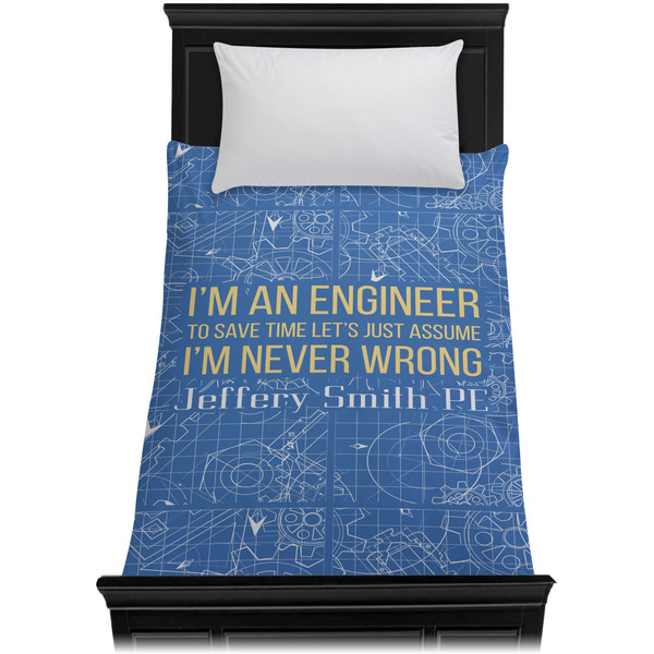 Engineer Quotes Duvet Cover - Twin - On Bed - No Prop