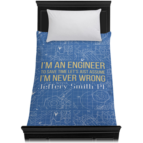 Engineer Quotes Duvet Cover - Twin XL - On Bed - No Prop