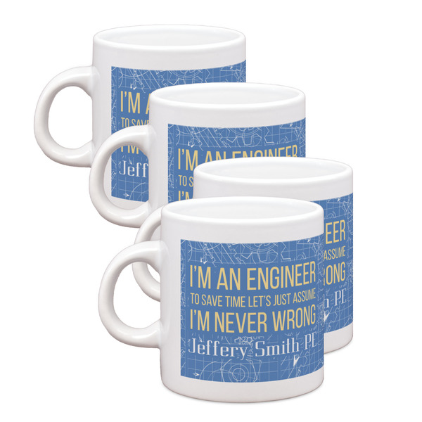 Custom Engineer Quotes Single Shot Espresso Cups - Set of 4 (Personalized)