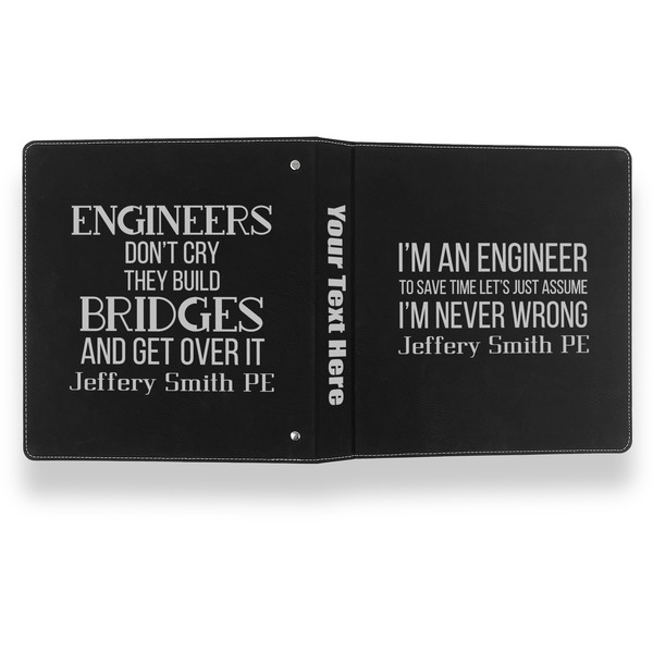 Engineer Quotes Leather Binder - 1" - Black- Back Spine Front View