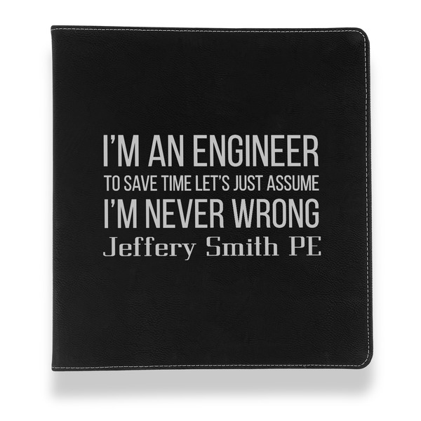 Custom Engineer Quotes Leather Binder - 1" - Black (Personalized)