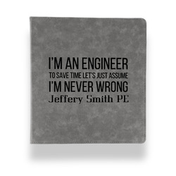 Engineer Quotes Leather Binder - 1" - Grey (Personalized)