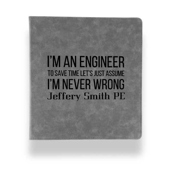 Engineer Quotes Leather Binder - 1" - Grey - Front View