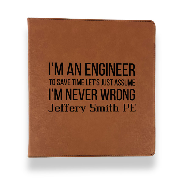 Custom Engineer Quotes Leather Binder - 1" - Rawhide (Personalized)