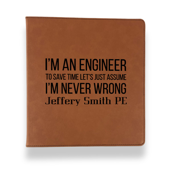 Engineer Quotes Leather Binder - 1" - Rawhide - Front View