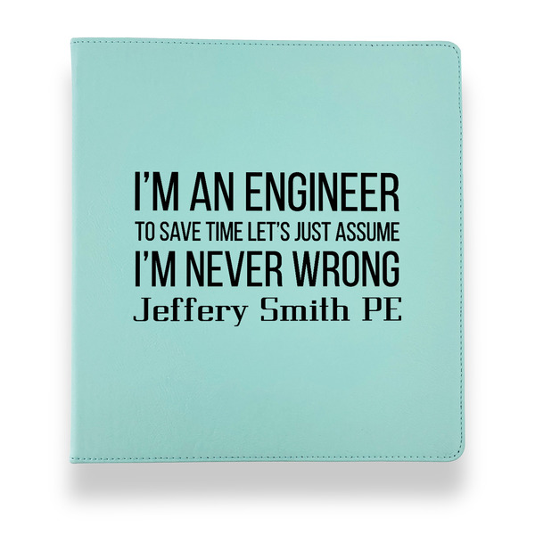 Engineer Quotes Leather Binders - 1" - Teal - Front View