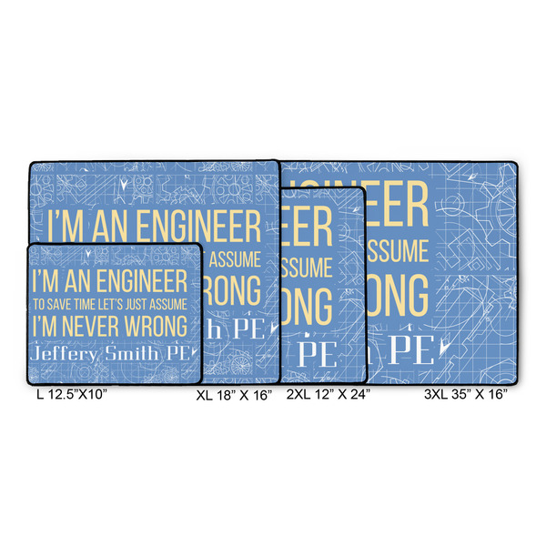 Engineer Quotes Gaming Mats - SIZE CHART