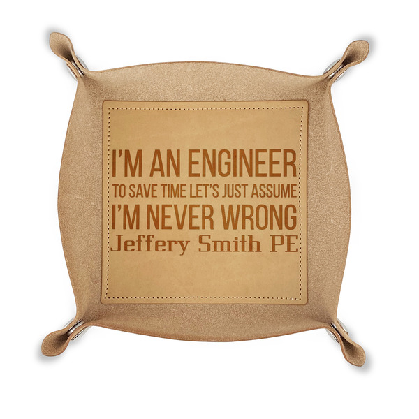 Custom Engineer Quotes Genuine Leather Valet Tray (Personalized)